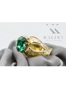 14K Yellow gold Emerald Ring Vintage style vrc135y